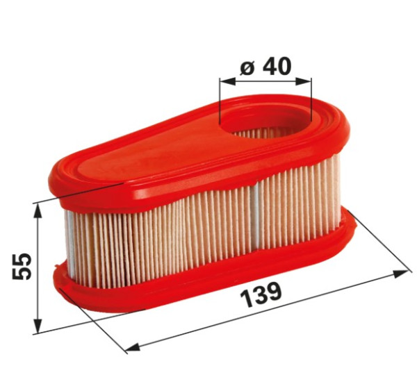 Luftfilter B+S Vgl.-Nr. 795066 oval 140 x 70 x 57mm für Briggs&Stratton-Motor 112P02-0007-H1, 111P02