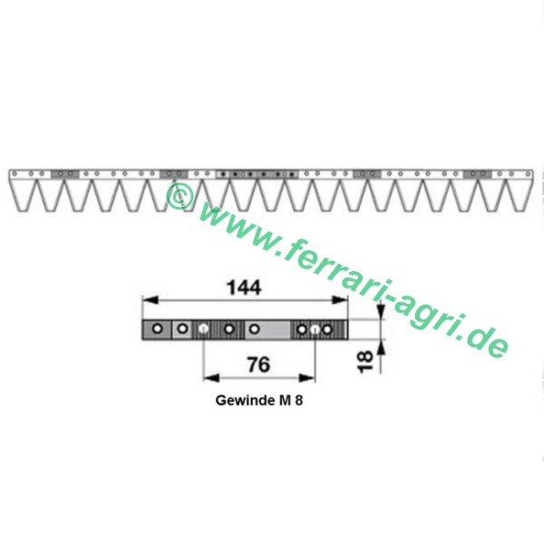 Mähmesser Ferrari 115 cm "Europa 1 S" Nr.59058791T mit Zahnleiste Ers.f. Nr. 59058791T, 59058791, 59