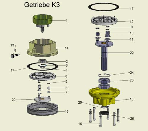 Getriebe Pflanzfuchs K3 kompl. für Erdbohrgerät PF350