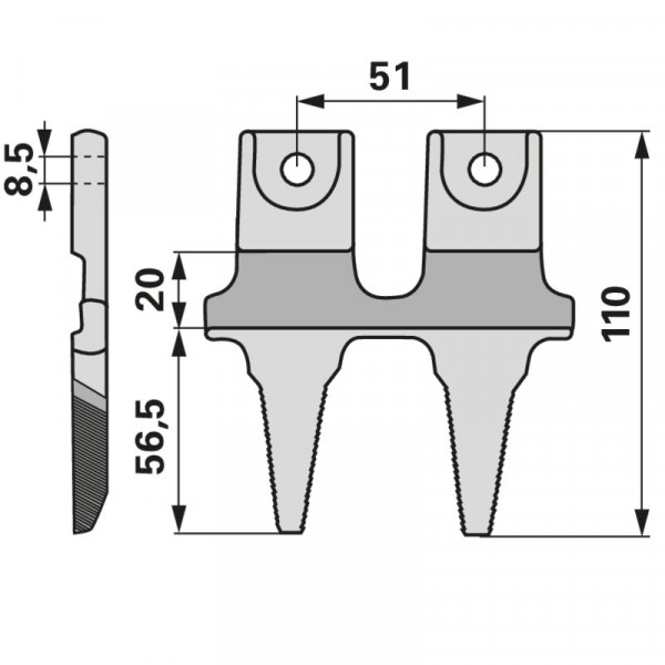 Doppel-Zahn Reform (Finger) Vgl.-Nr. 52458713T für Mähmesser "Laser Elasto"